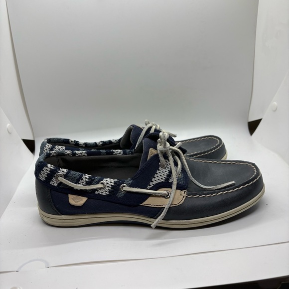 Sperry Top Siders Bluefish Navy and Beige Boat Shoes Size 10 worn once - Picture 3 of 7
